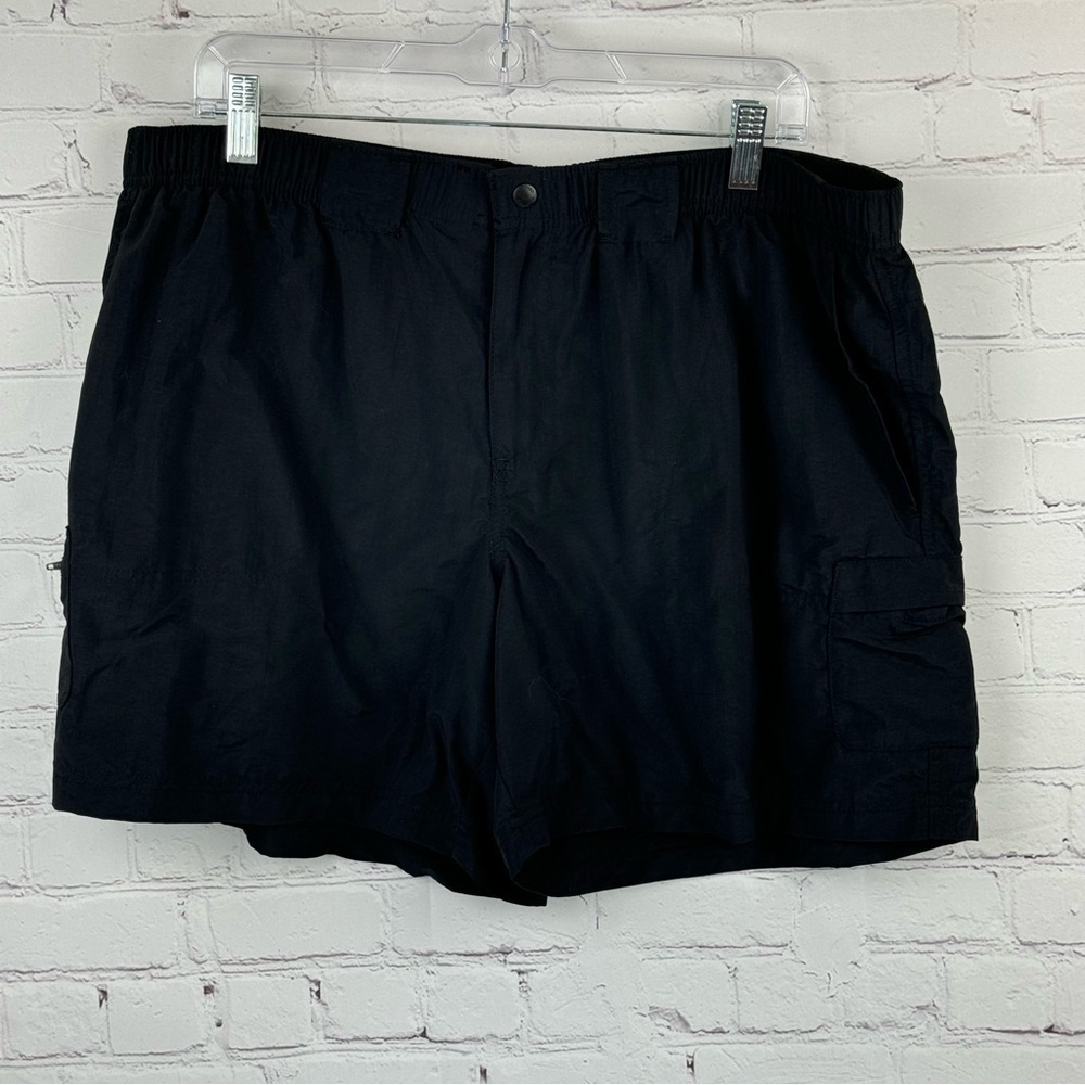 Columbia Shorts Mens Size XL Black Pockets Nylon Elastic Waist Hiking